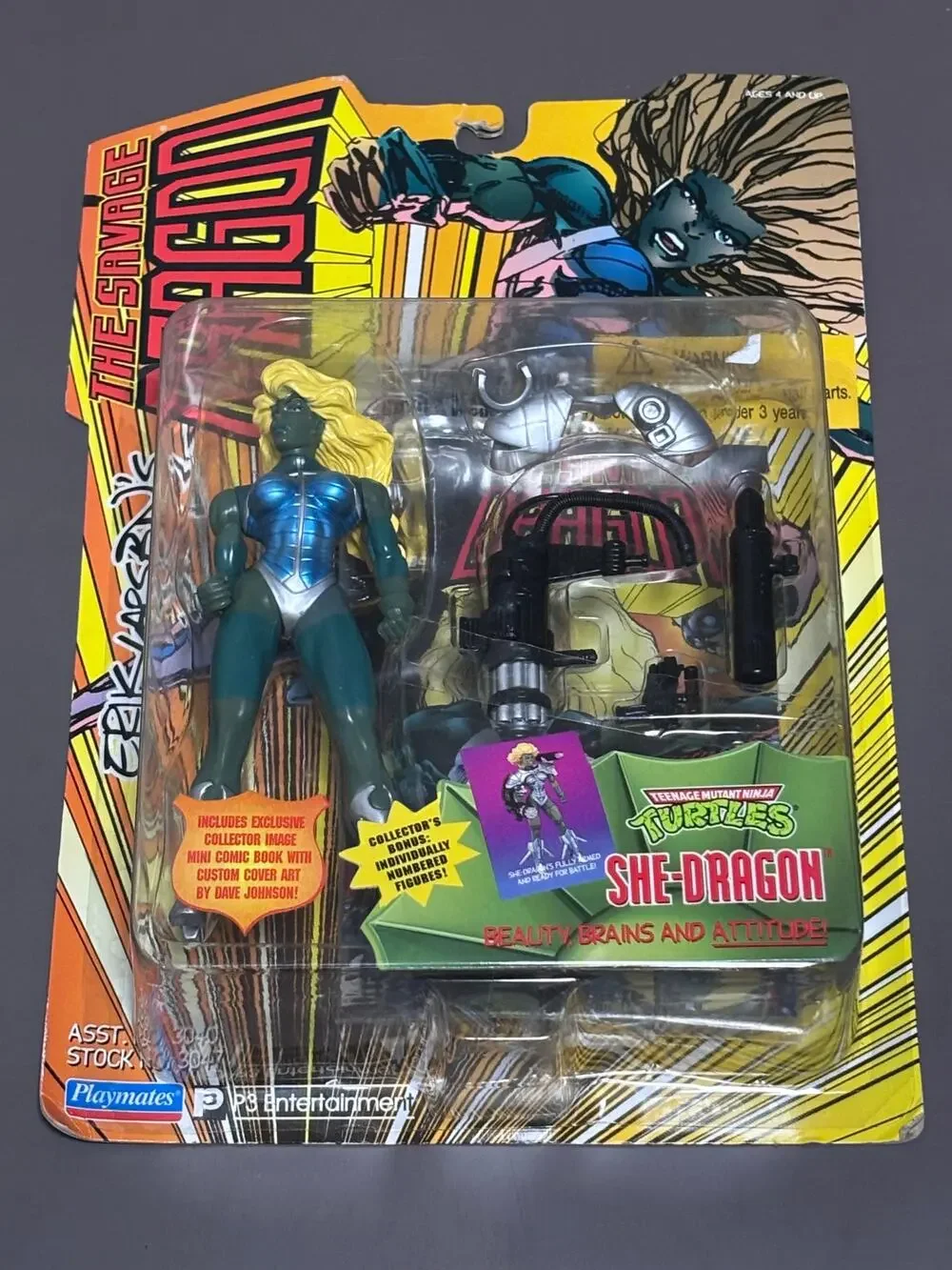 Savage Dragon She Dragon 1995 Playmates Action Figure On Card Mutant Turtles
